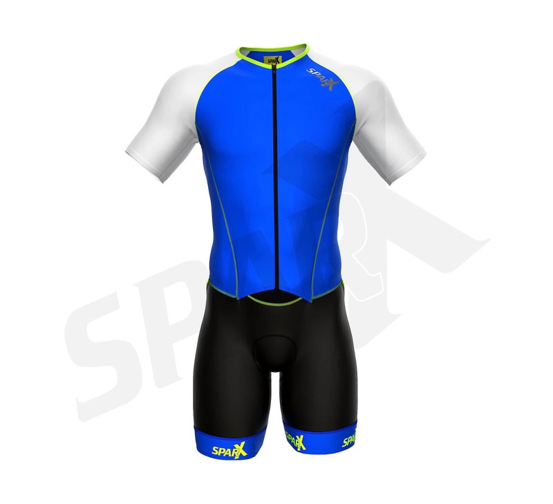 sparx بدلة سباق ترياثلون سباركس للرجال النخبة بدلة قصيرة الأكمام (2XL) زرقاء - Image 2